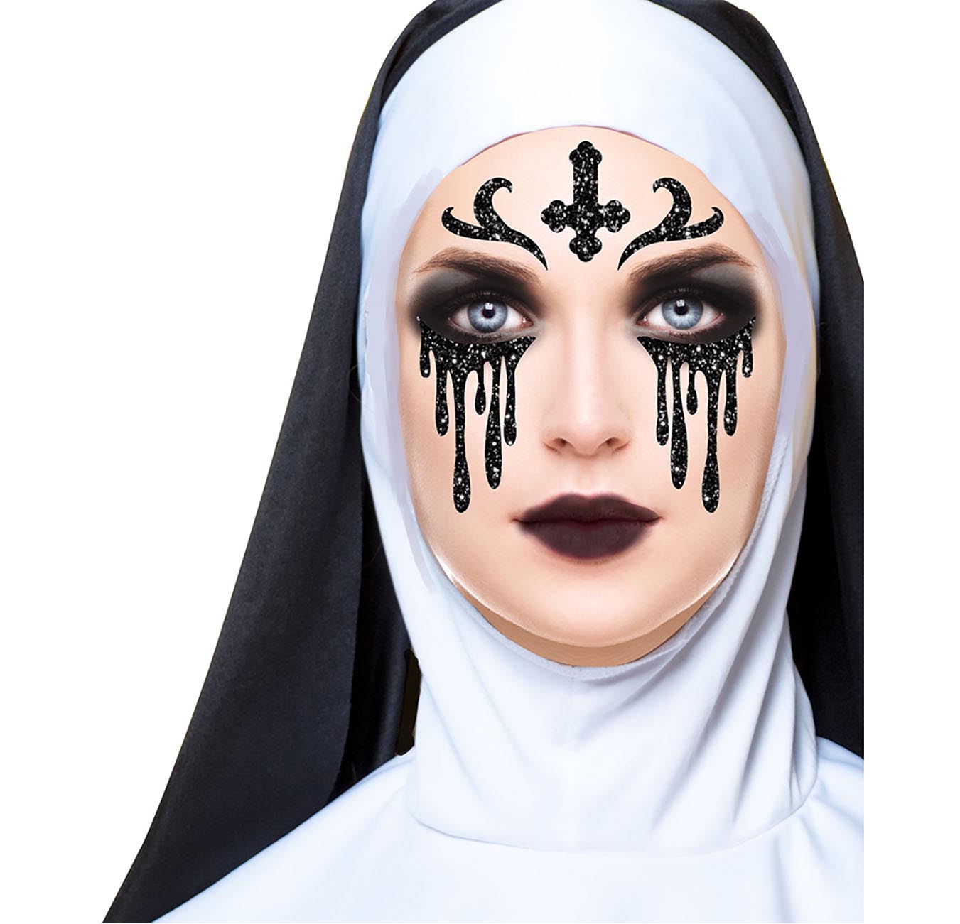GP15859 – Religion Halloween Gesicht Aufkleber Kreuz – Farbe: Schwarz