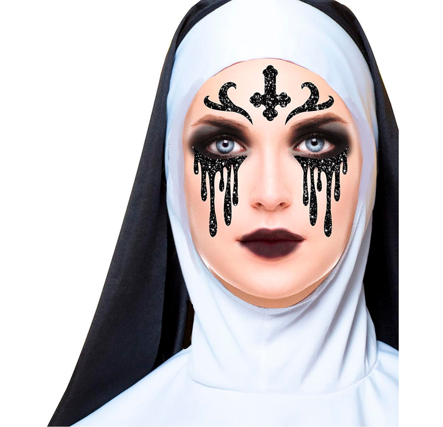 GP15859 – Religion Halloween Gesicht Aufkleber Kreuz – Farbe: Schwarz, Ansicht 2