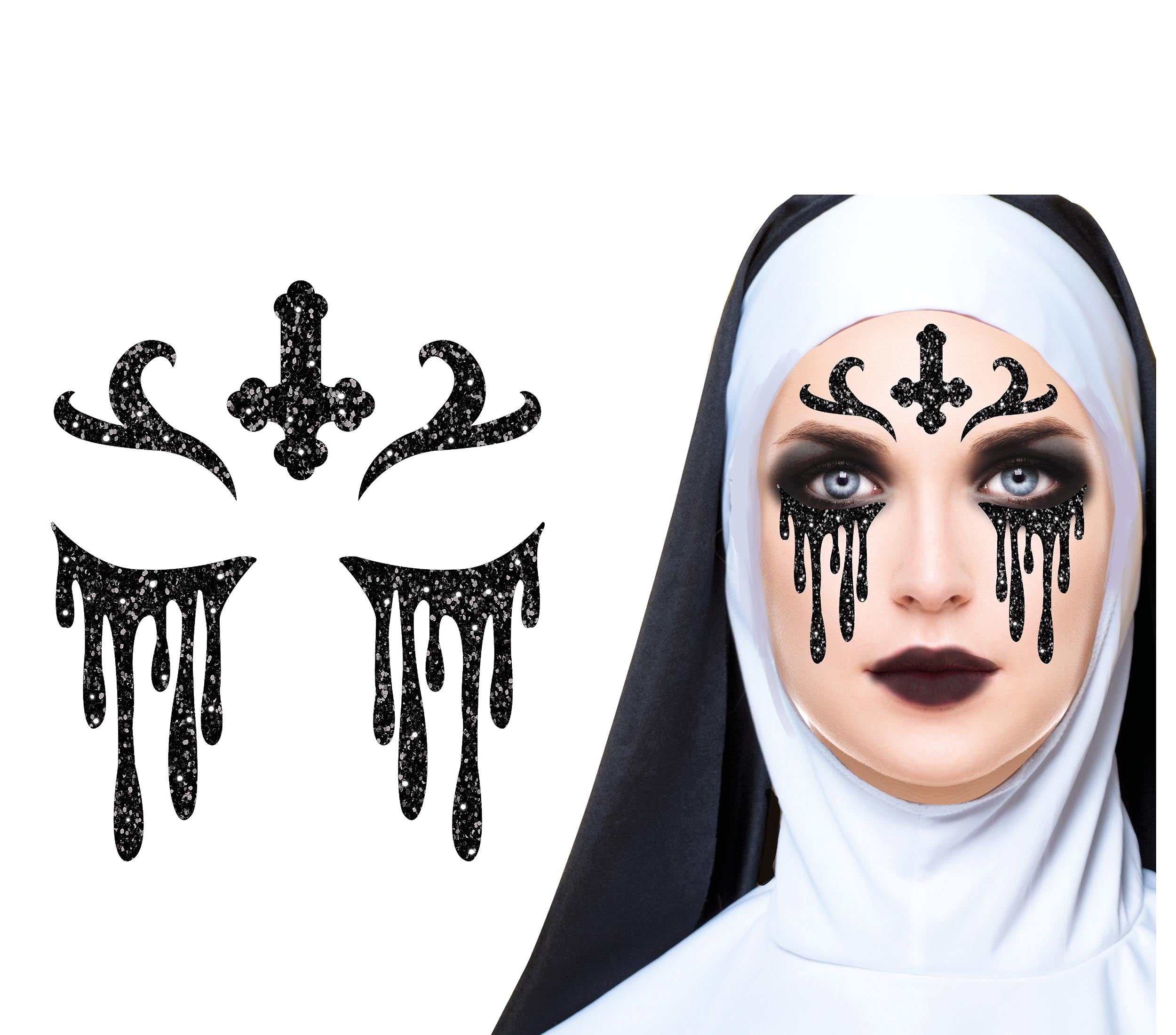 GP15859 – Religion Halloween Gesicht Aufkleber Kreuz – Farbe: Schwarz