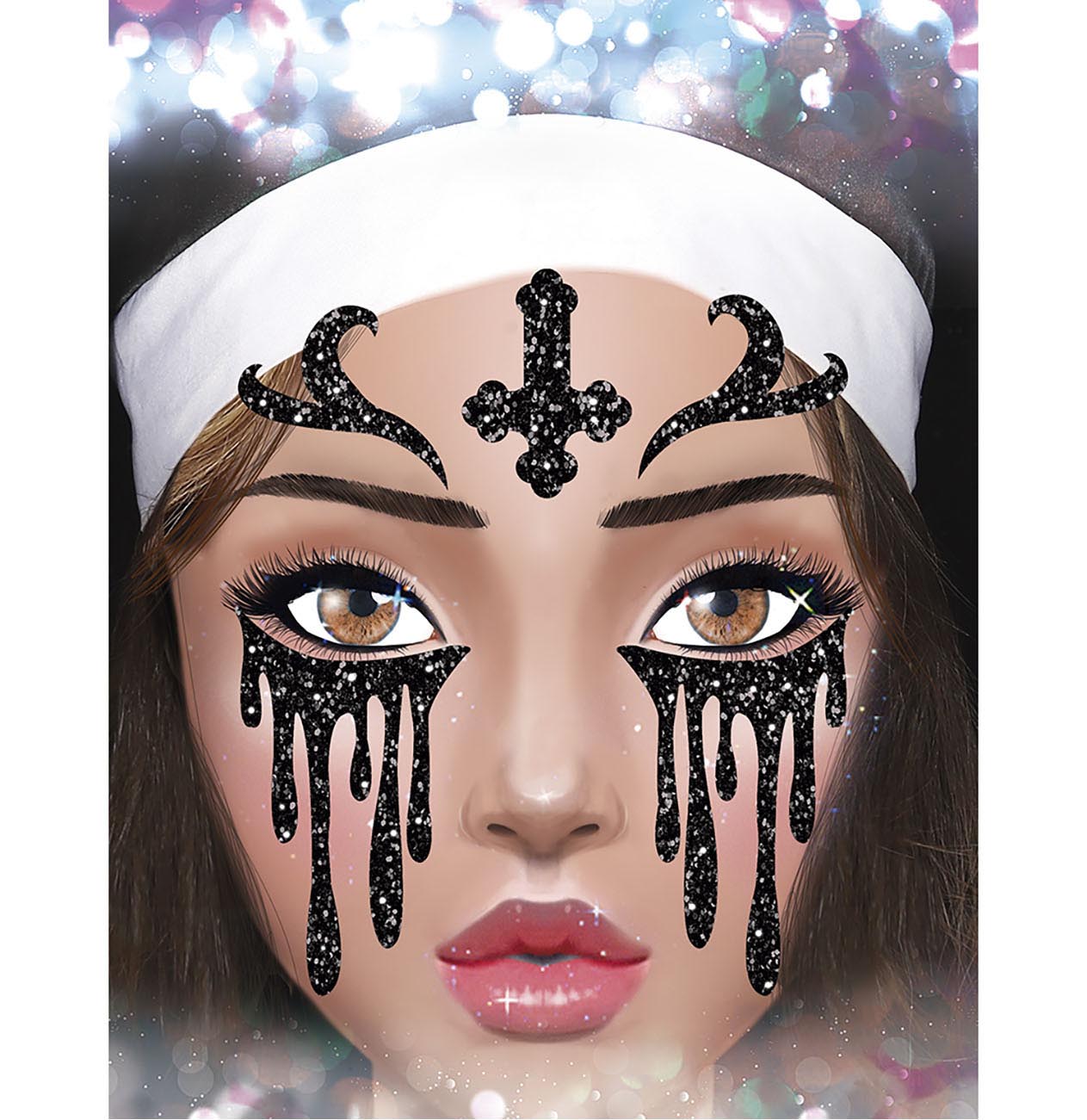 GP15859 – Religion Halloween Gesicht Aufkleber Kreuz – Farbe: Schwarz
