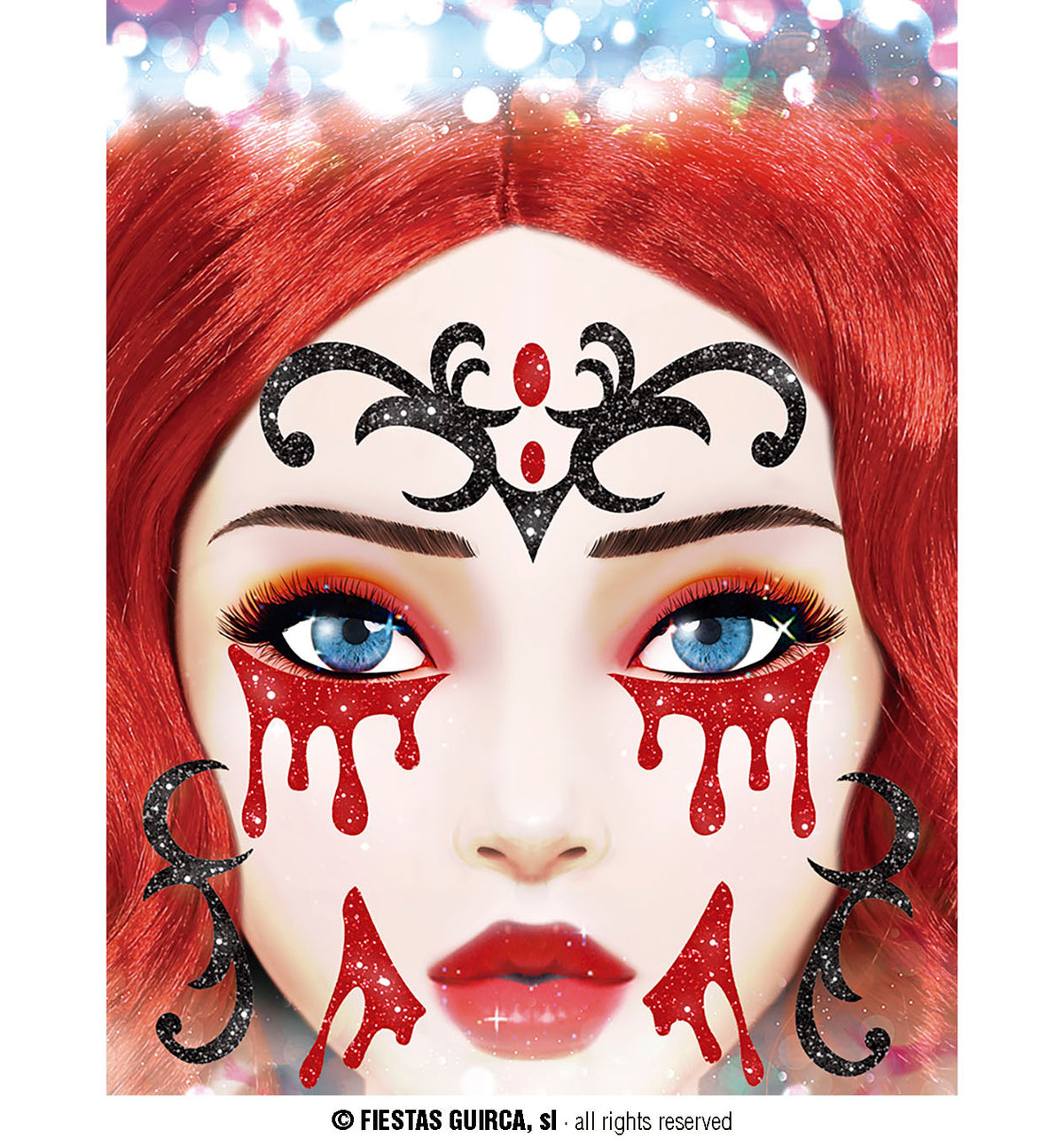 GP15861 – Vampir Halloween Gesicht Aufkleber Glitzer – Farbe: Schwarz