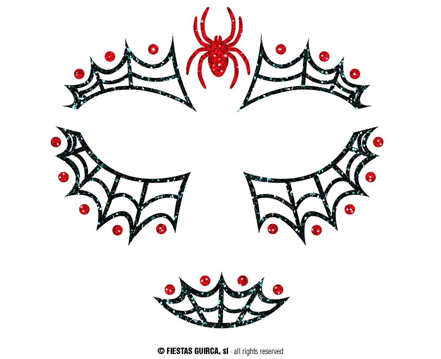 GP15862 – Halloween Spinnen Netz Glamour Gesicht Aufkleber – Farbe: Schwarz