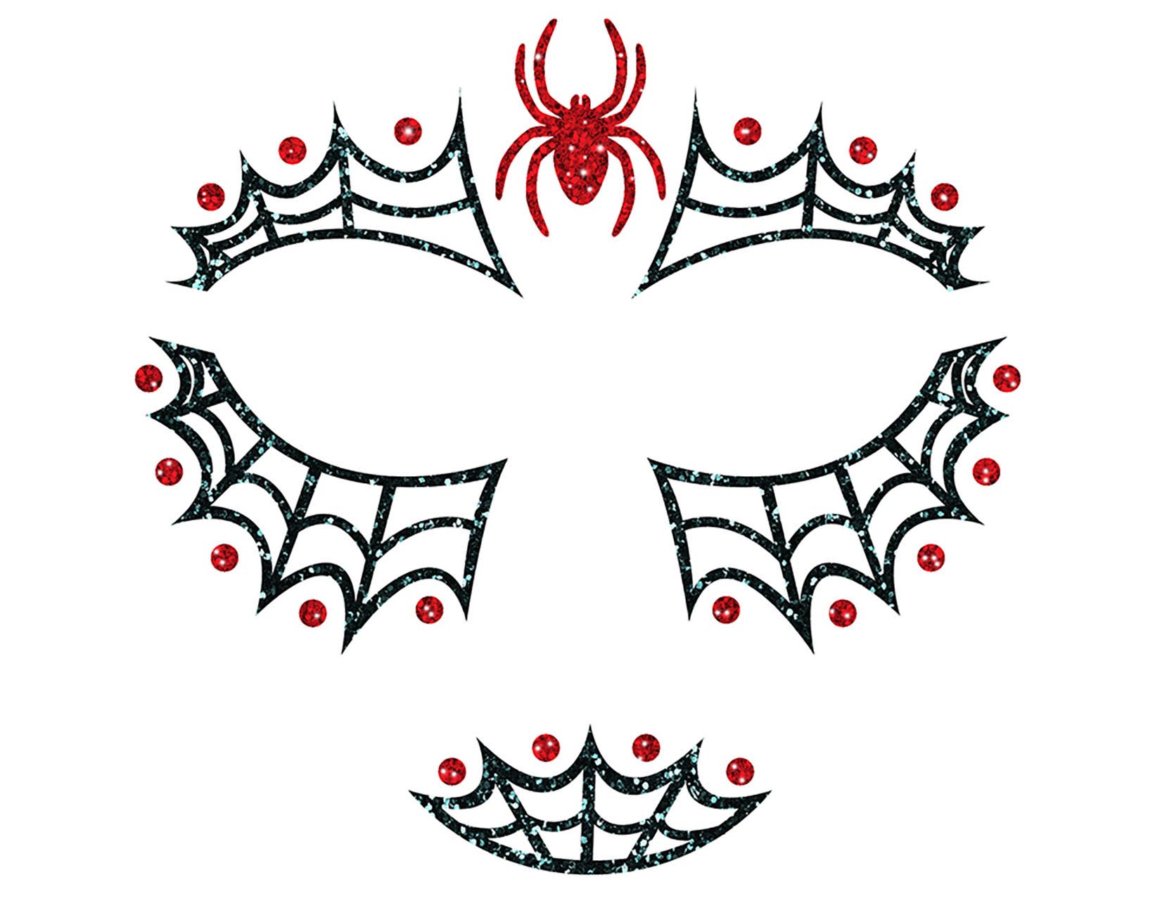 GP15862 – Halloween Spinnen Netz Glamour Gesicht Aufkleber – Farbe: Schwarz