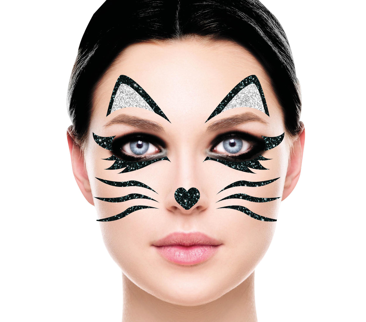 GP15863 – Katze Fledermaus Gesicht Aufkleber – Farbe: Schwarz