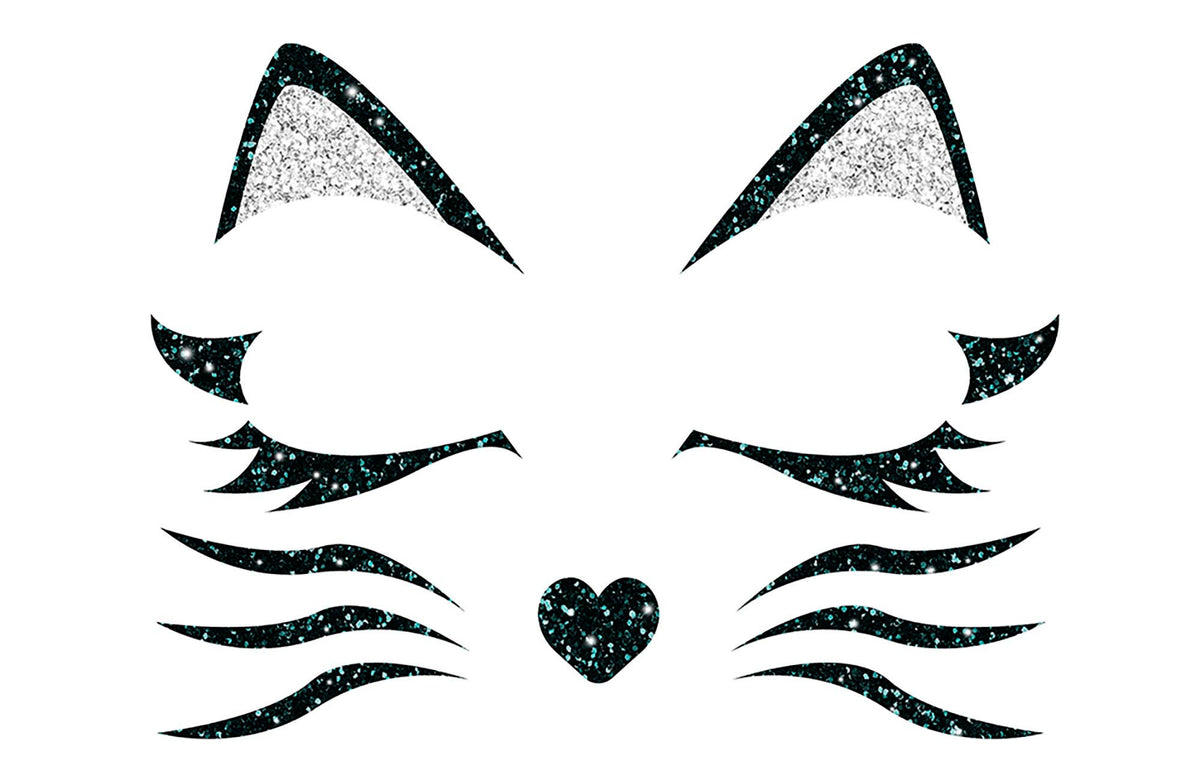 GP15863 – Katze Fledermaus Gesicht Aufkleber – Farbe: Schwarz