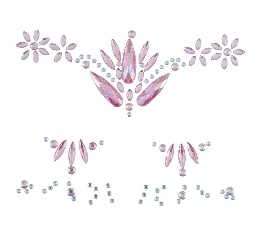 GP15883 – Schmuck Gesicht Glitzer Kristalle – Farbe: Pink, Ansicht 2