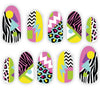 GP15933 – 80er Jahre Nagelkunst Design Karneval – Farbe: Mehrfarbig
