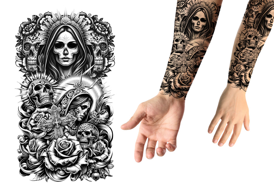 Tag der Toten Tattoo für Erwachsene 14 x 30 cm