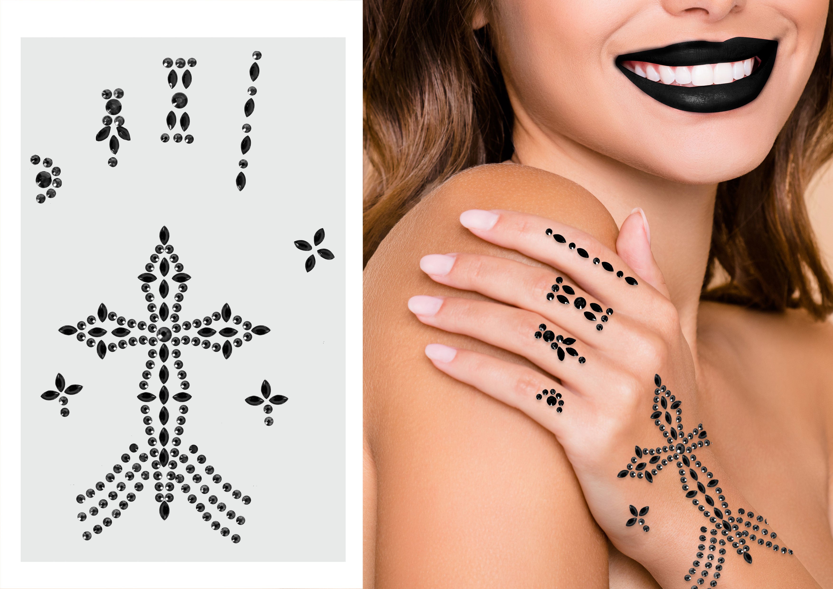 GP15950 – Vampir Gothic Kreuz Handschmuck – Farbe: Schwarz