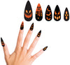 GP15952 – Halloween Kürbis Fingernägel Schwarze Glitzer – Farbe: Schwarz / Orange