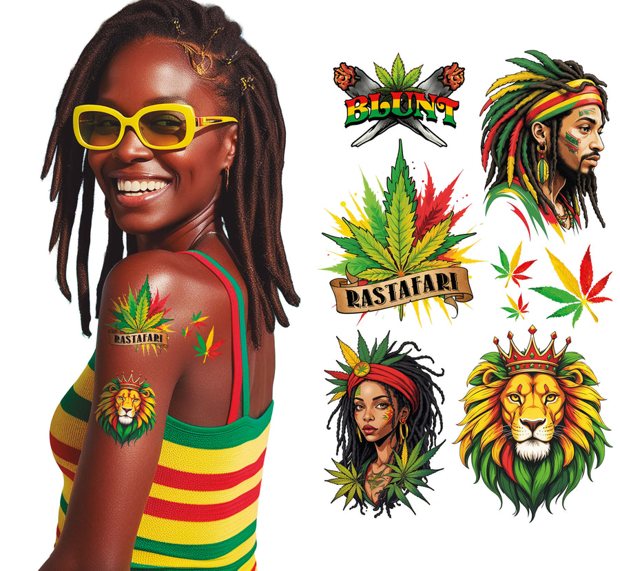 Rasta Tattoos für Erwachsene 14 x 30 cm Reggae