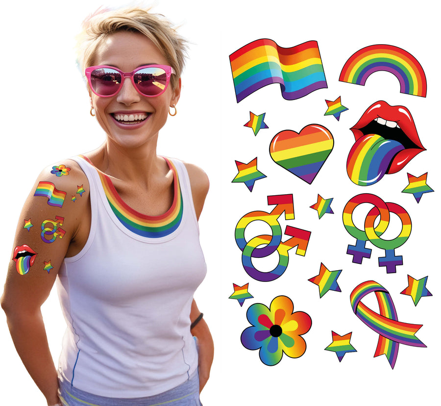 Regenbogen Tattoos für Erwachsene 14 x 30 cm