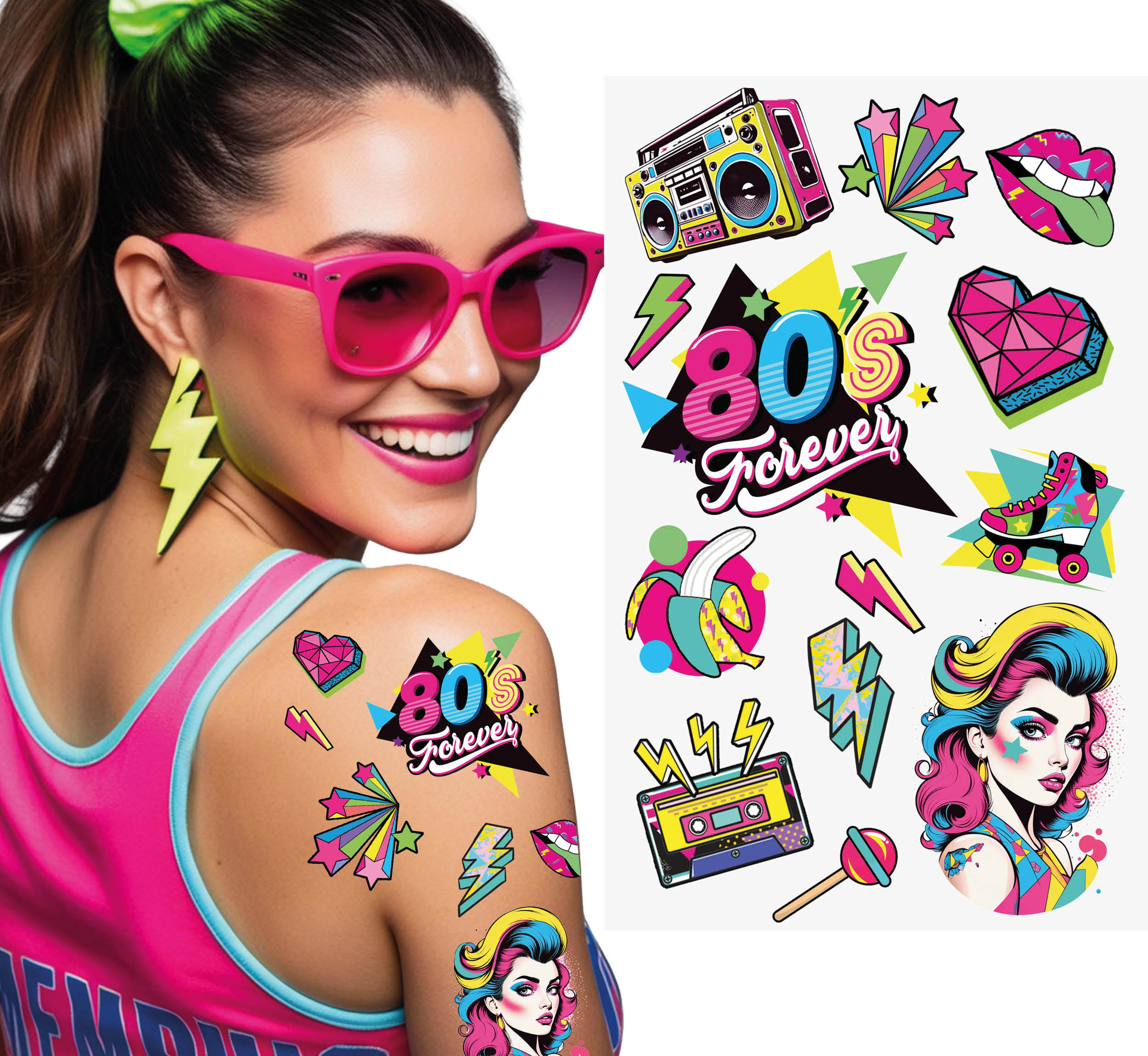 GP15967 – Eighties Retro Look Karneval – Farbe: Mehrfarbig