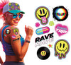 GP15969 – Rave Erlebnis Sticker Party Smiley – Farbe: Mehrfarbig