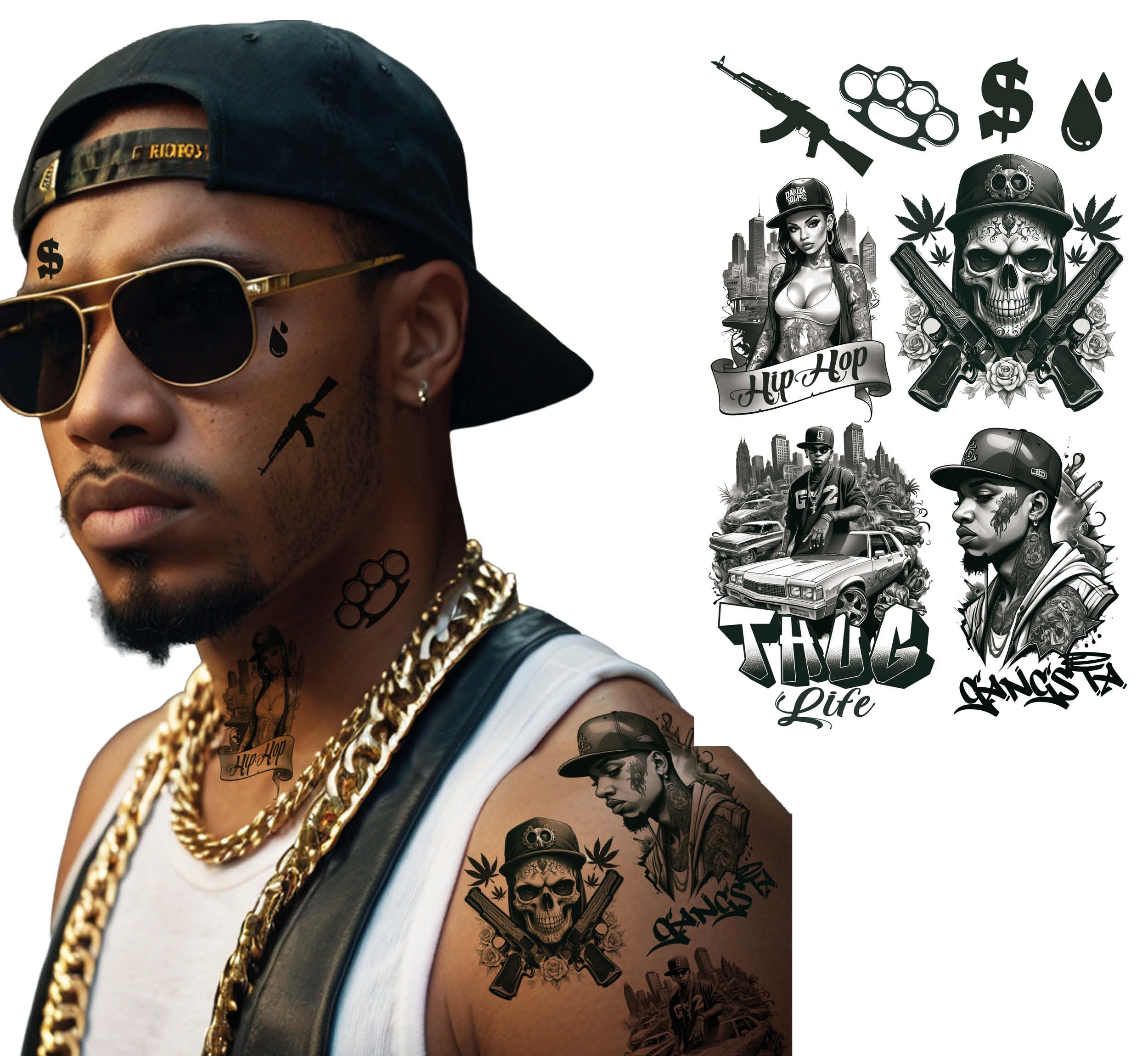 GP15973 – Weltkulturen Motive Karneval Tattoo – Farbe: Schwarz