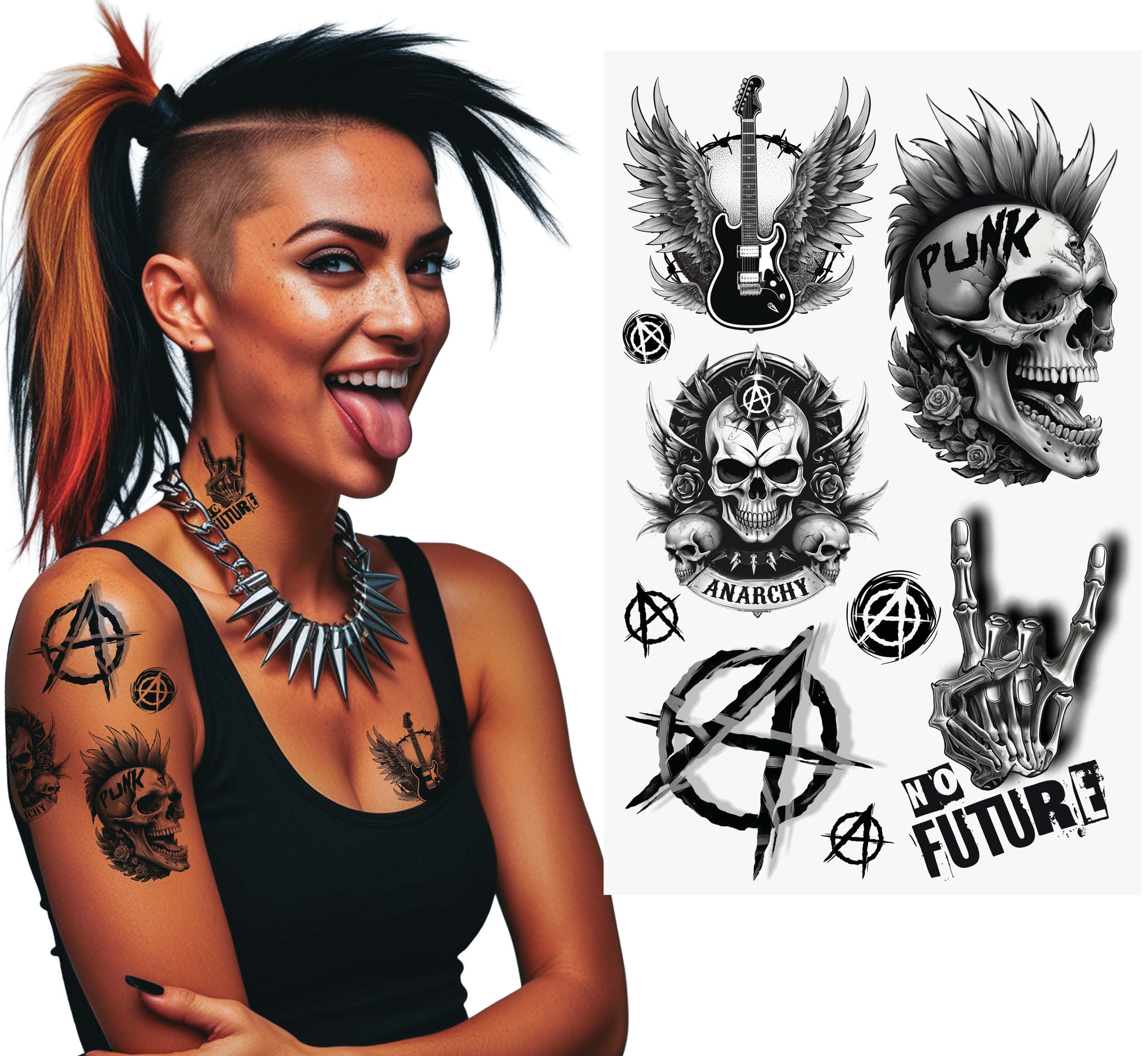 GP15974 – Weltkulturen Anarchie Punk Tattoo – Farbe: Schwarz