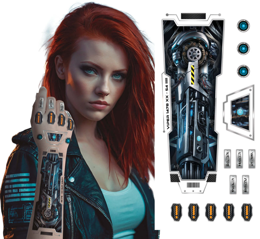 Cyborg Armtattoo für Erwachsene 14 x 30 cm