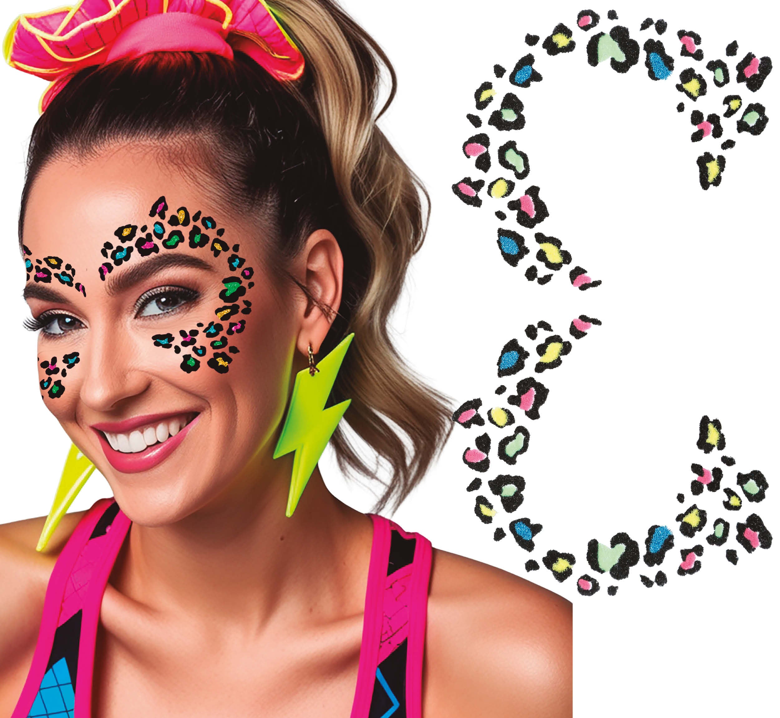 GP15978 – Disco Leopard Style 90s Karneval – Farbe: Mehrfarbig