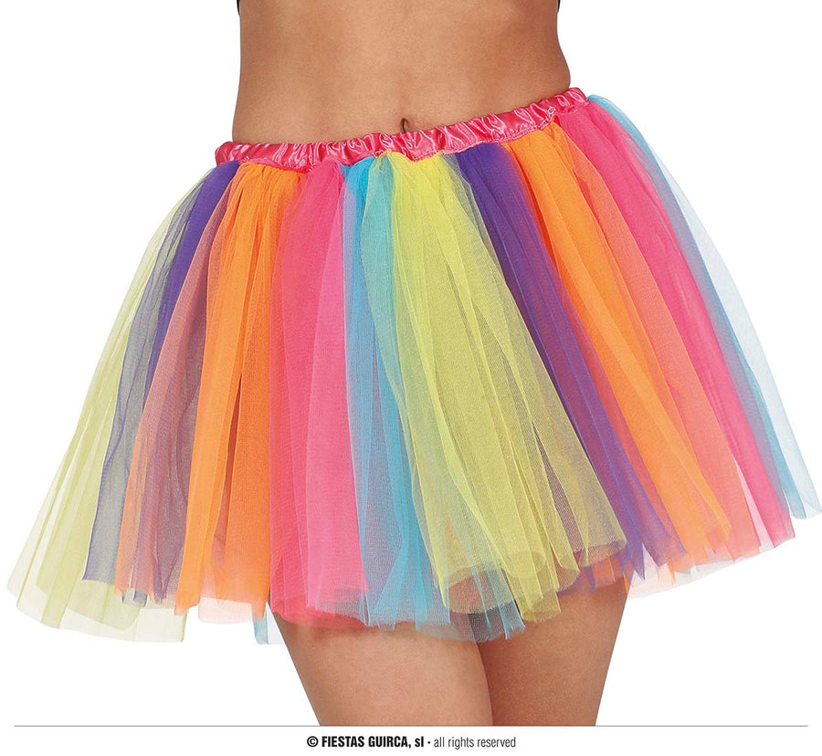 Tutu Rock für Damen bunt 40 cm Regenbogen