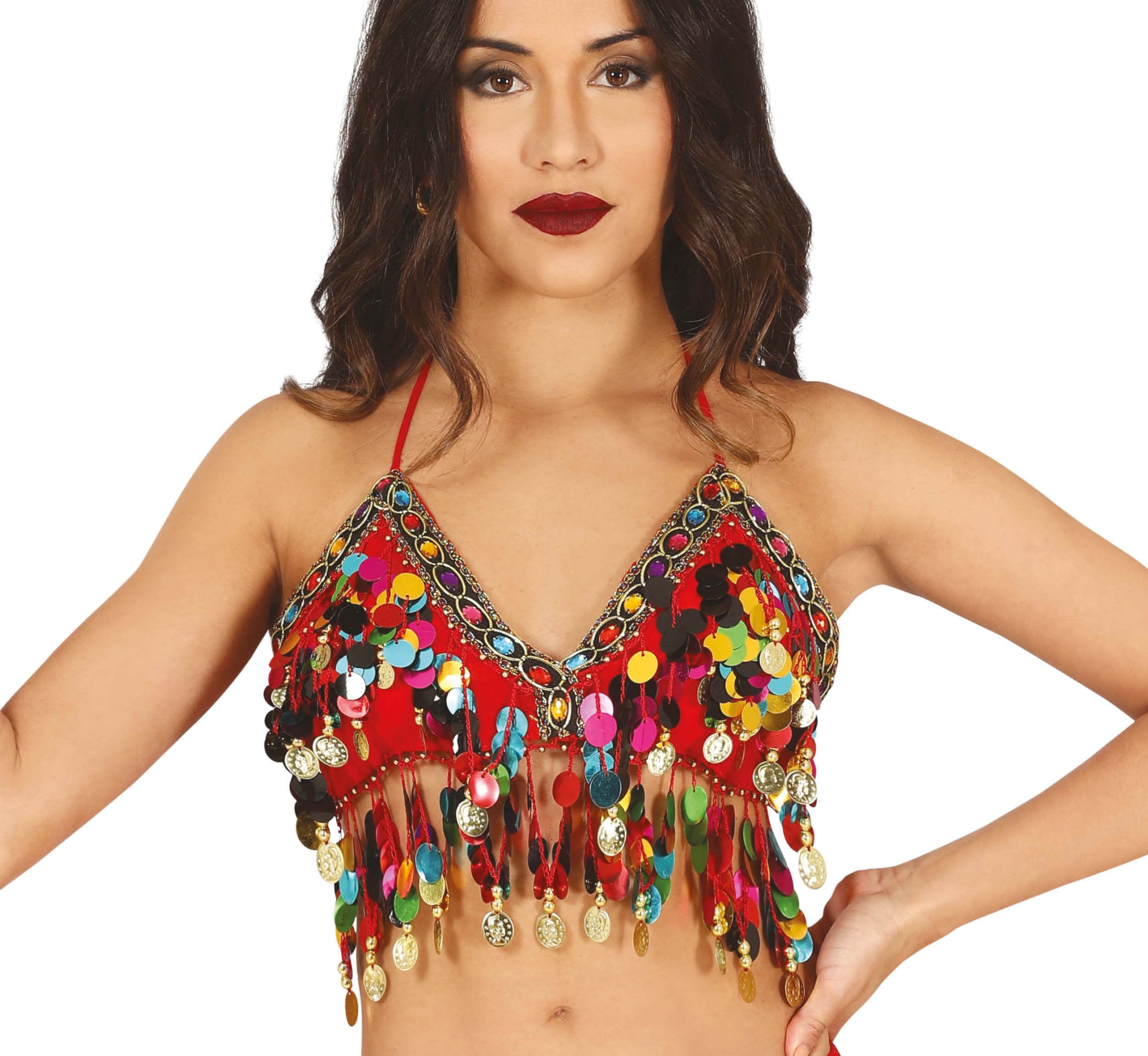 GP16016 – Wüstenprinzessin Bauchtanz Kostüm Glamour – Farbe: Mehrfarbig