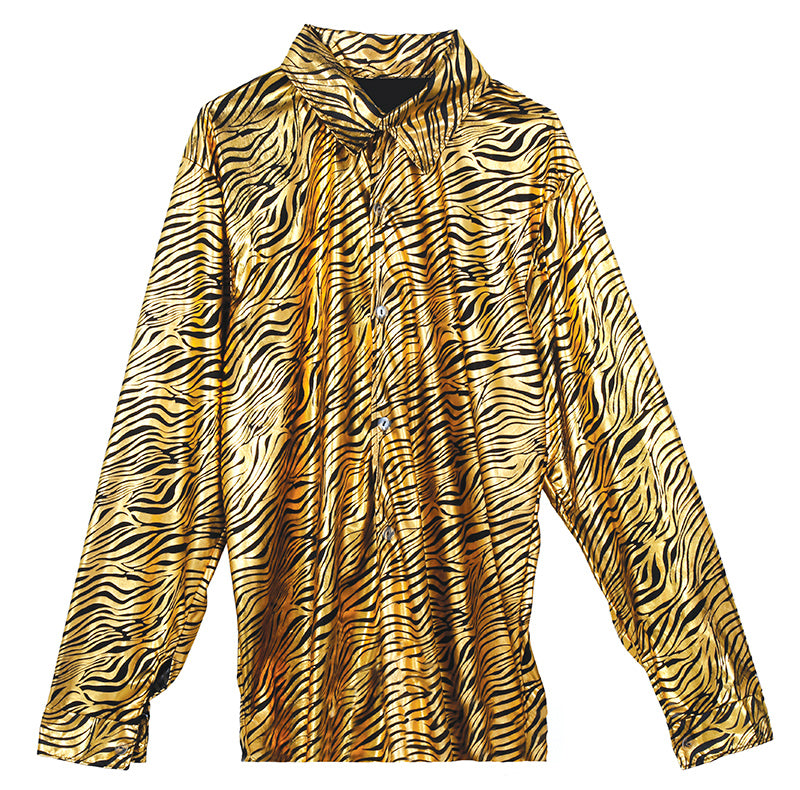 GP16054 – Film 90s Tiger Look Kostüm Cap Hemd – Größe: 48 - 50 (M) – Farbe: Gold