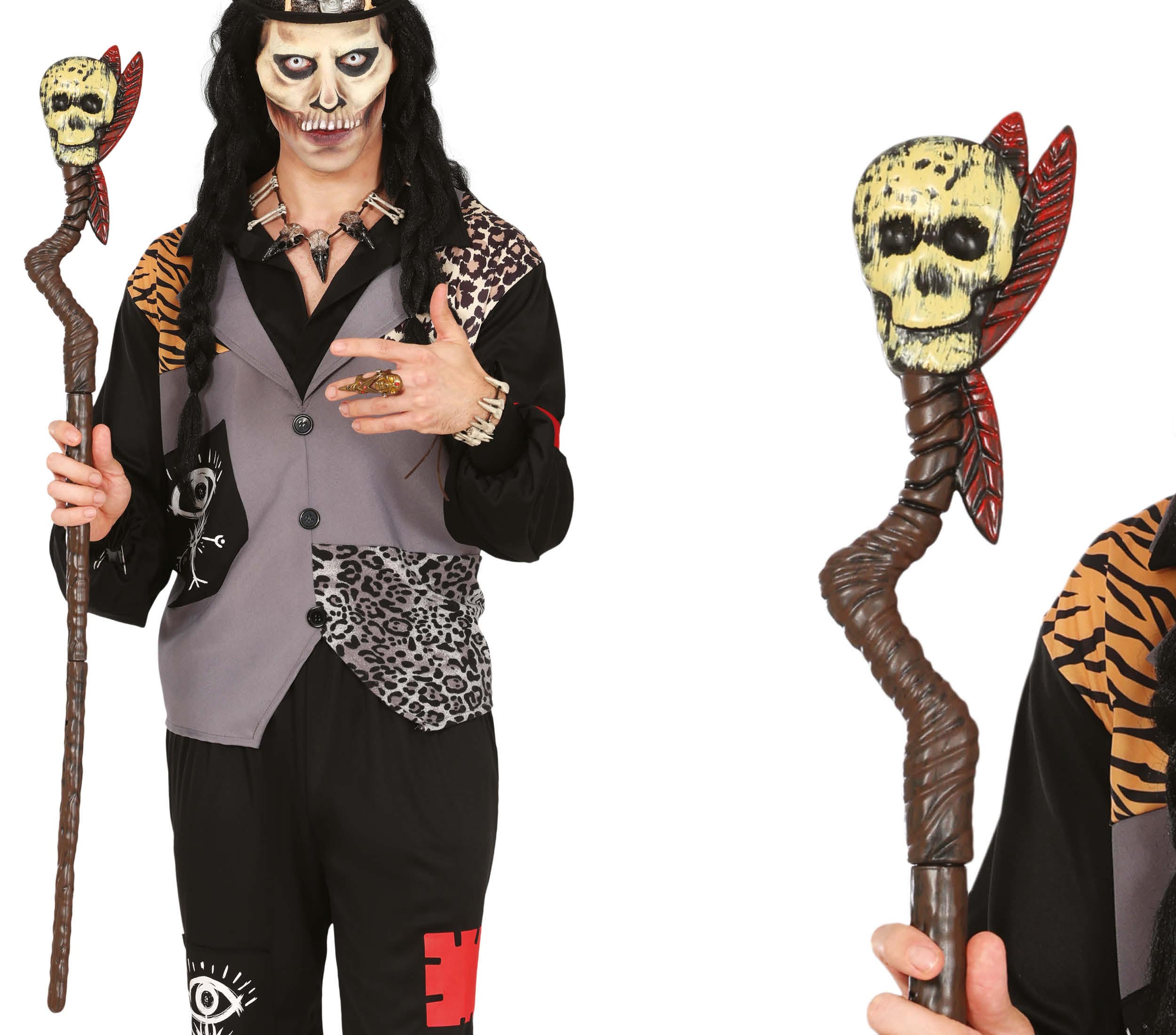GP16059 – Voodoo Schamanen Schädel Stab Halloween – Farbe: Braun