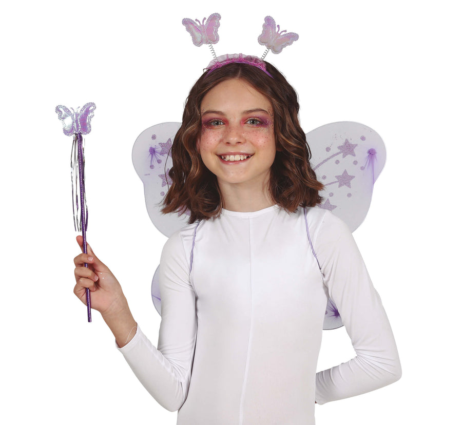 GP16065 – Märchenhafte Schmetterlingsflügel Stirnband – Farbe: Lila, Ansicht 2
