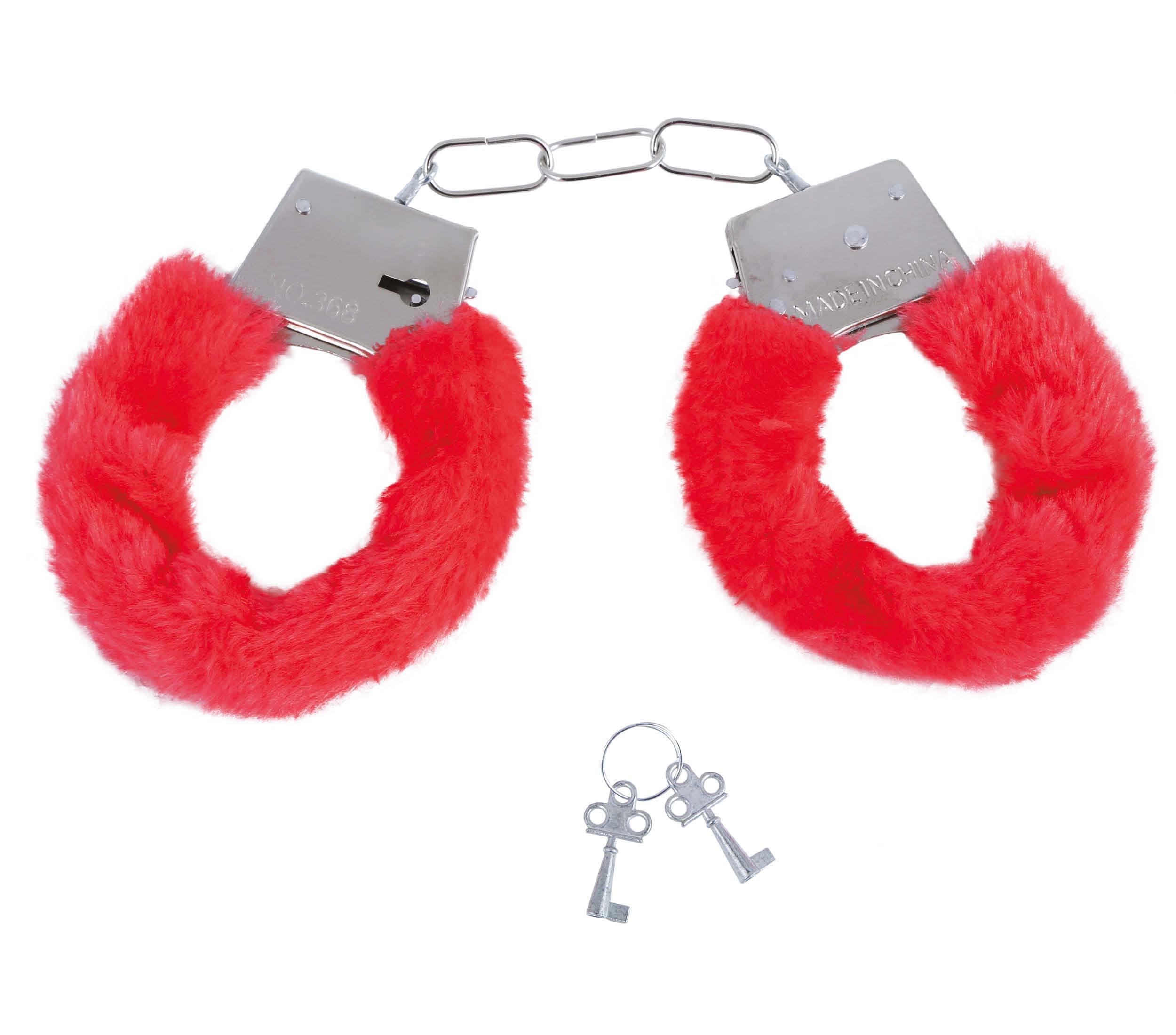 GP17574 – Sado Plüschhandschellen Junggesellenabschied – Farbe: Rot
