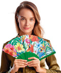 Hawaii Fächer für Erwachsene mit Blumenmotiv