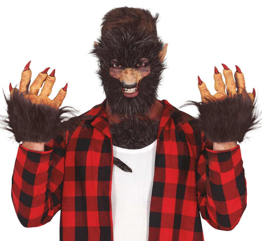 GP16102 – Werwolf Pfoten Handschuhe Halloween – Farbe: Braun, Ansicht 2