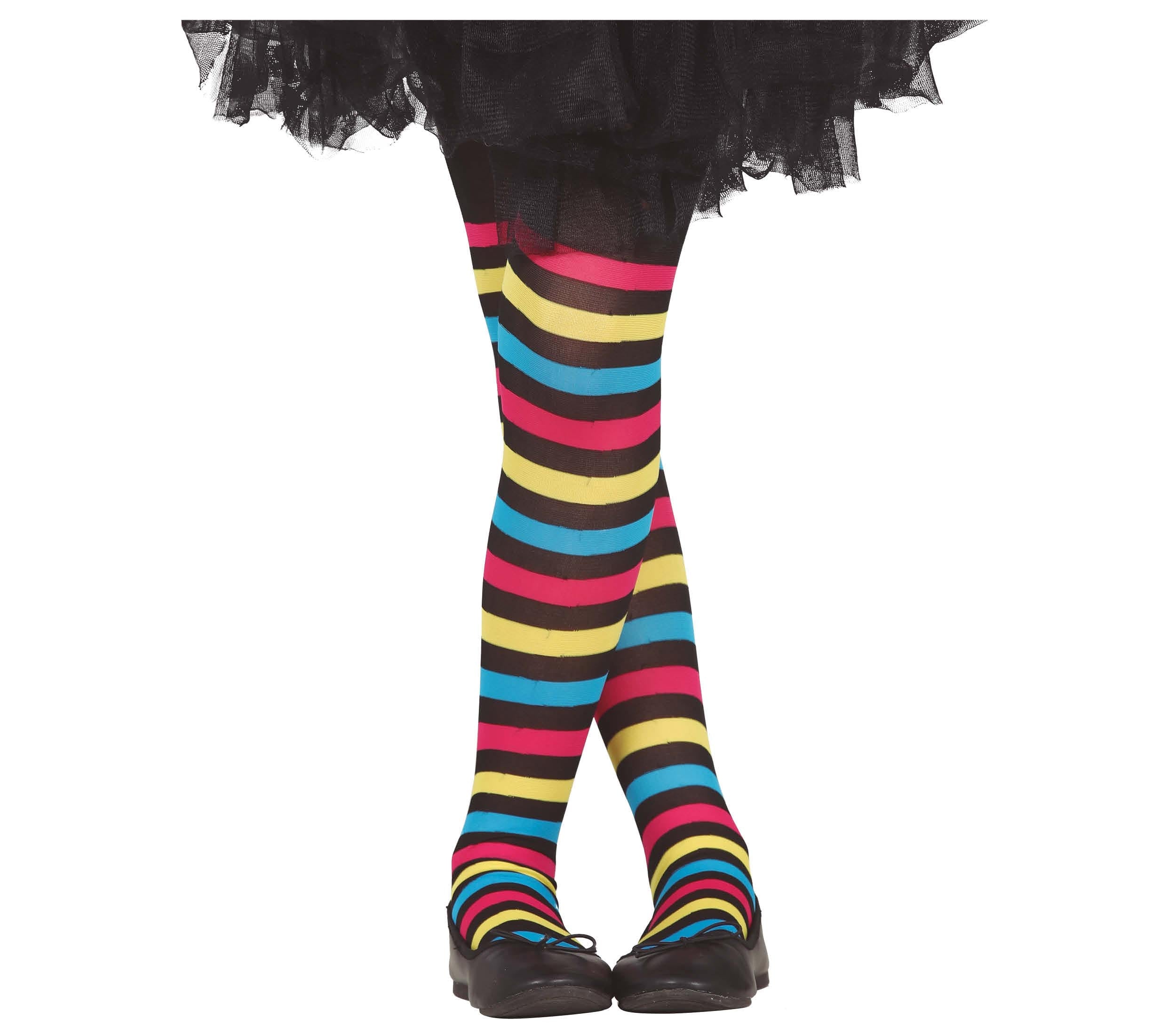 GP16155 – Hexe Regenbogenstrumpfhose Fasching – Größe: 3 - 6 Jahre – Farbe: Mehrfarbig