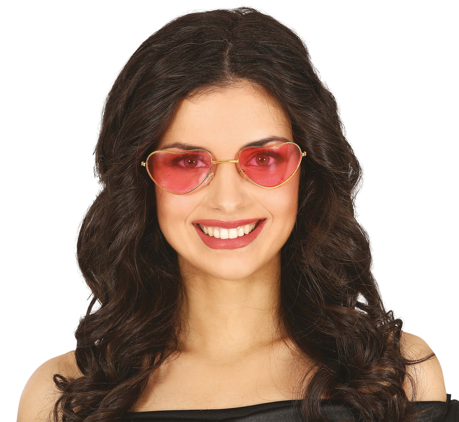Herzbrille für Erwachsene rosa Hippie