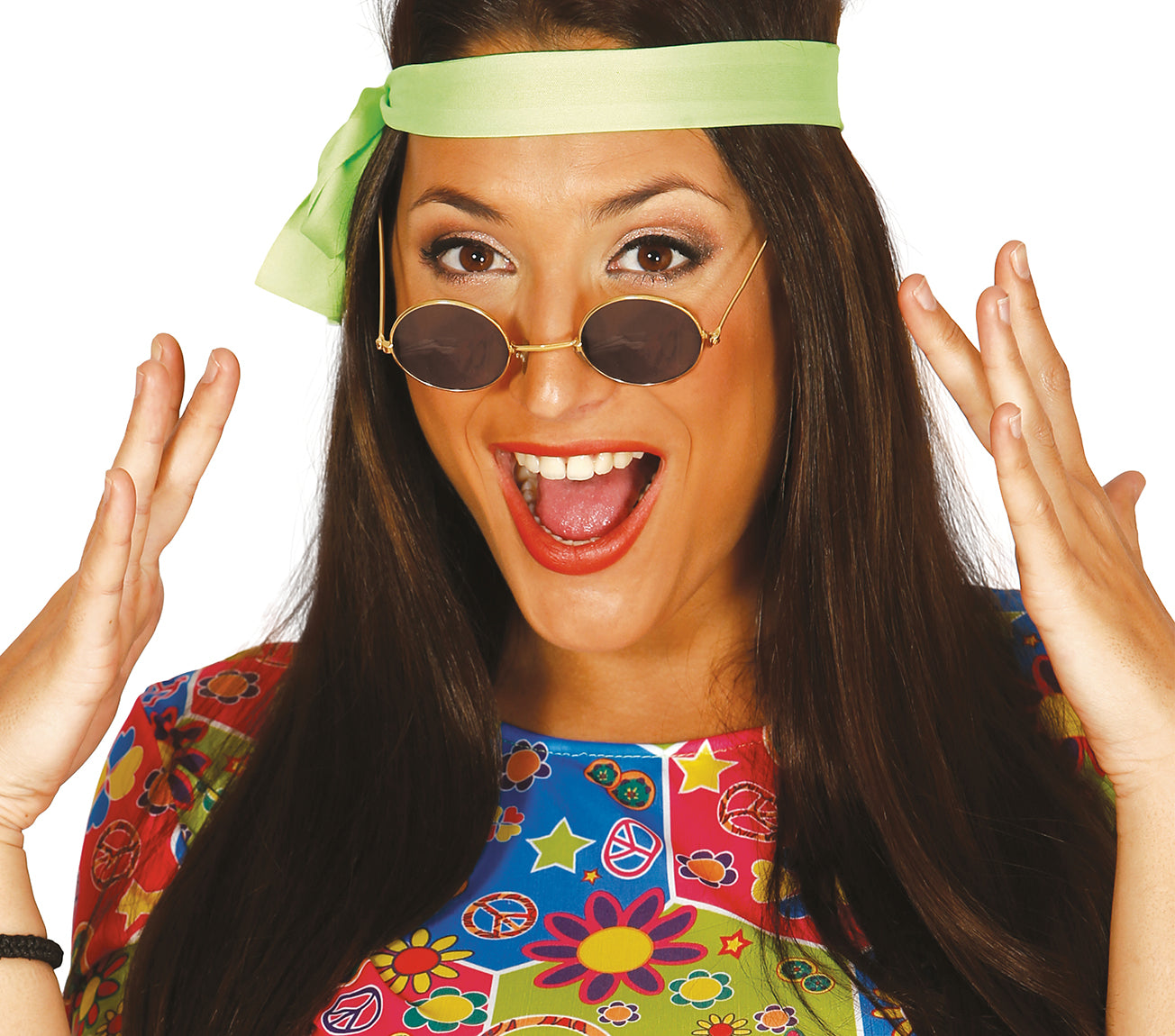 GP16201 – Hippie Brillen 60s Rund Bunte – Farbe: Mehrfarbig, Grün, Blau, Pink
