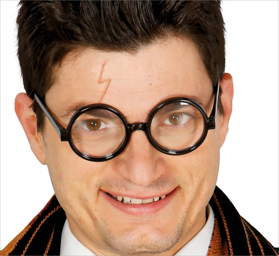 Zauberer Brille für Erwachsene rund schwarz