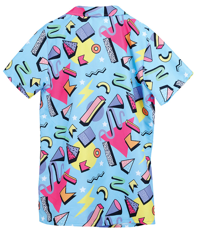 GP16400 – 80er Retro Geometrisches Design Hemd – Größe: 48 - 50 (M) – Farbe: Blau
