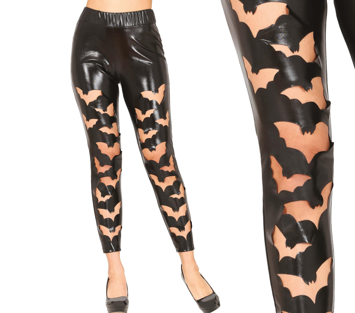 GP16462 – Halloween Mysterium Fledermaus Leggings – Größe: 38 - 40 (M), 42 - 44 (L) – Farbe: Schwarz