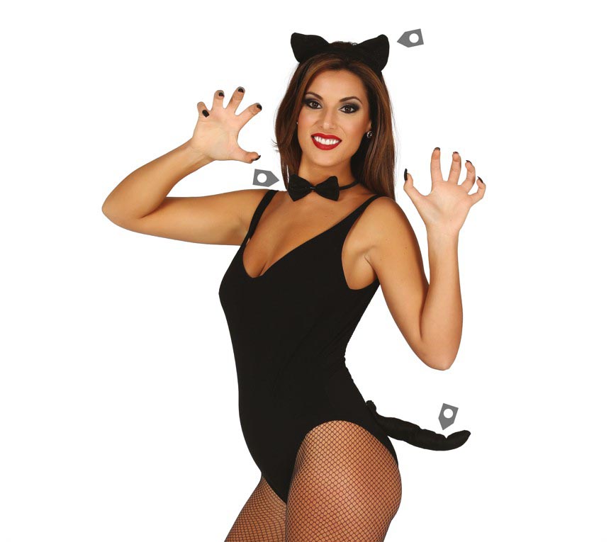 GP16476 – Tierische Eleganz Katze Ohren Schwanz – Farbe: Schwarz