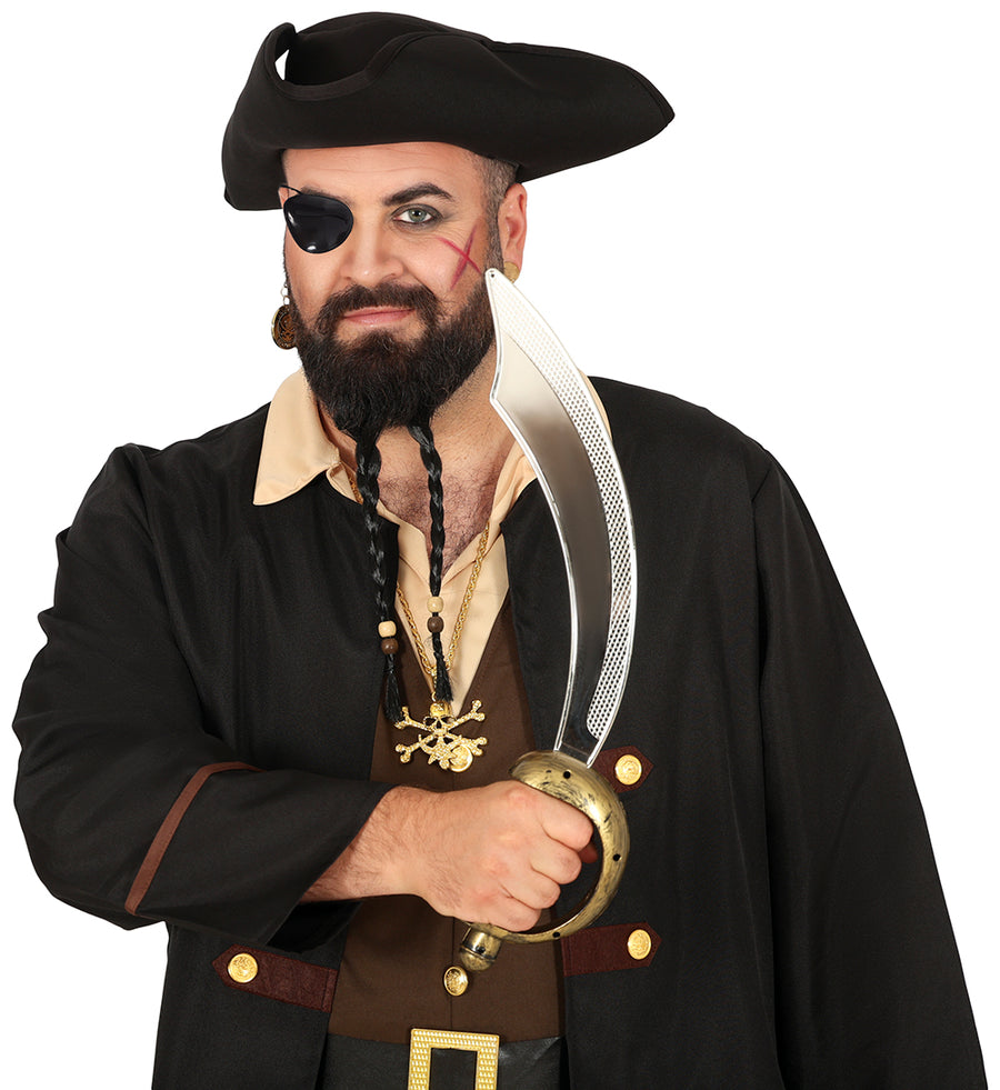 Piratensäbel mit Augenklappe für Erwachsene 47 cm