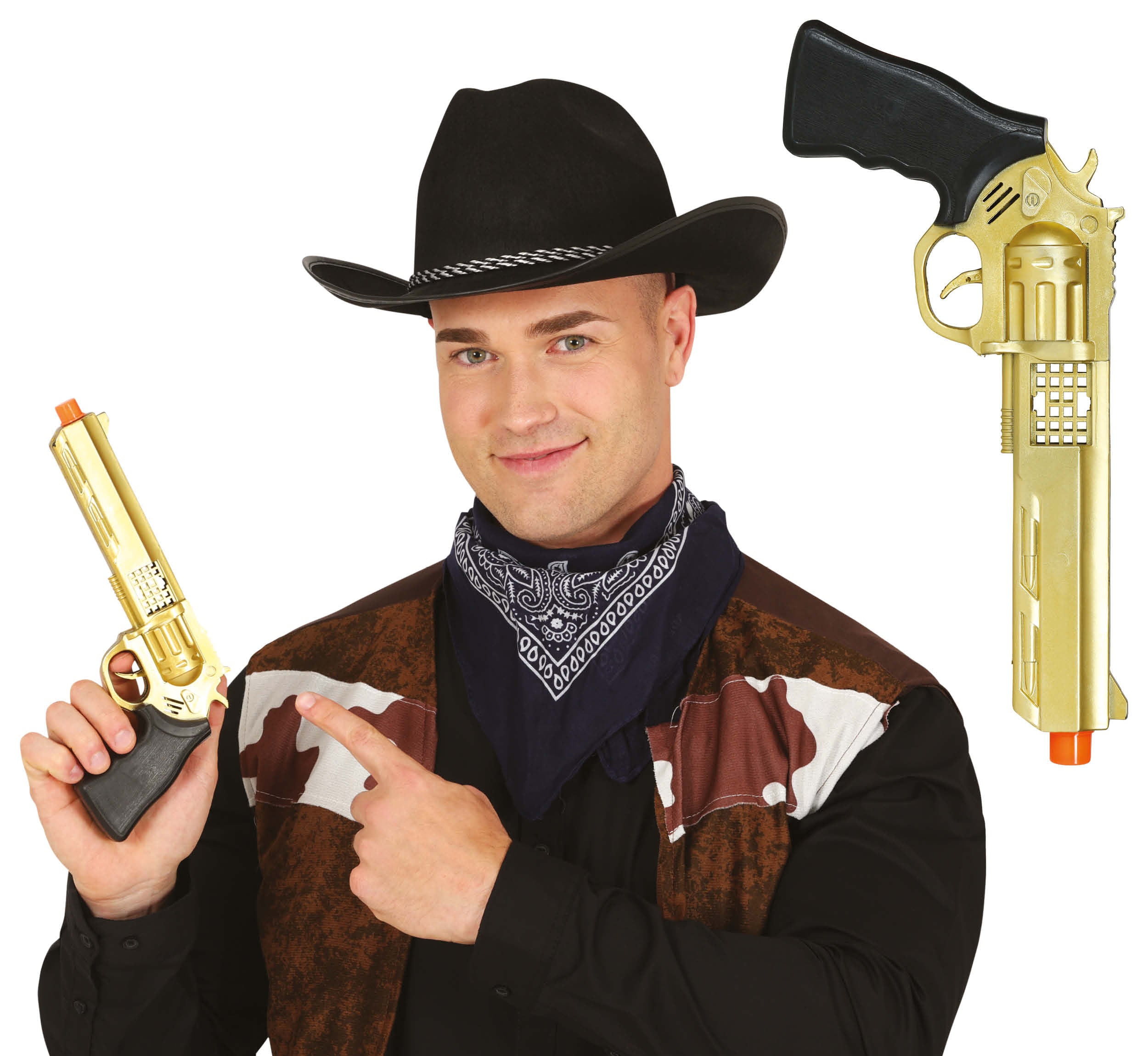 GP16581 – Polizei Diebe Karneval Gold Pistole – Farbe: Gold / Schwarz
