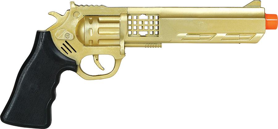 GP16581 – Polizei Diebe Karneval Gold Pistole – Farbe: Gold / Schwarz, Ansicht 2