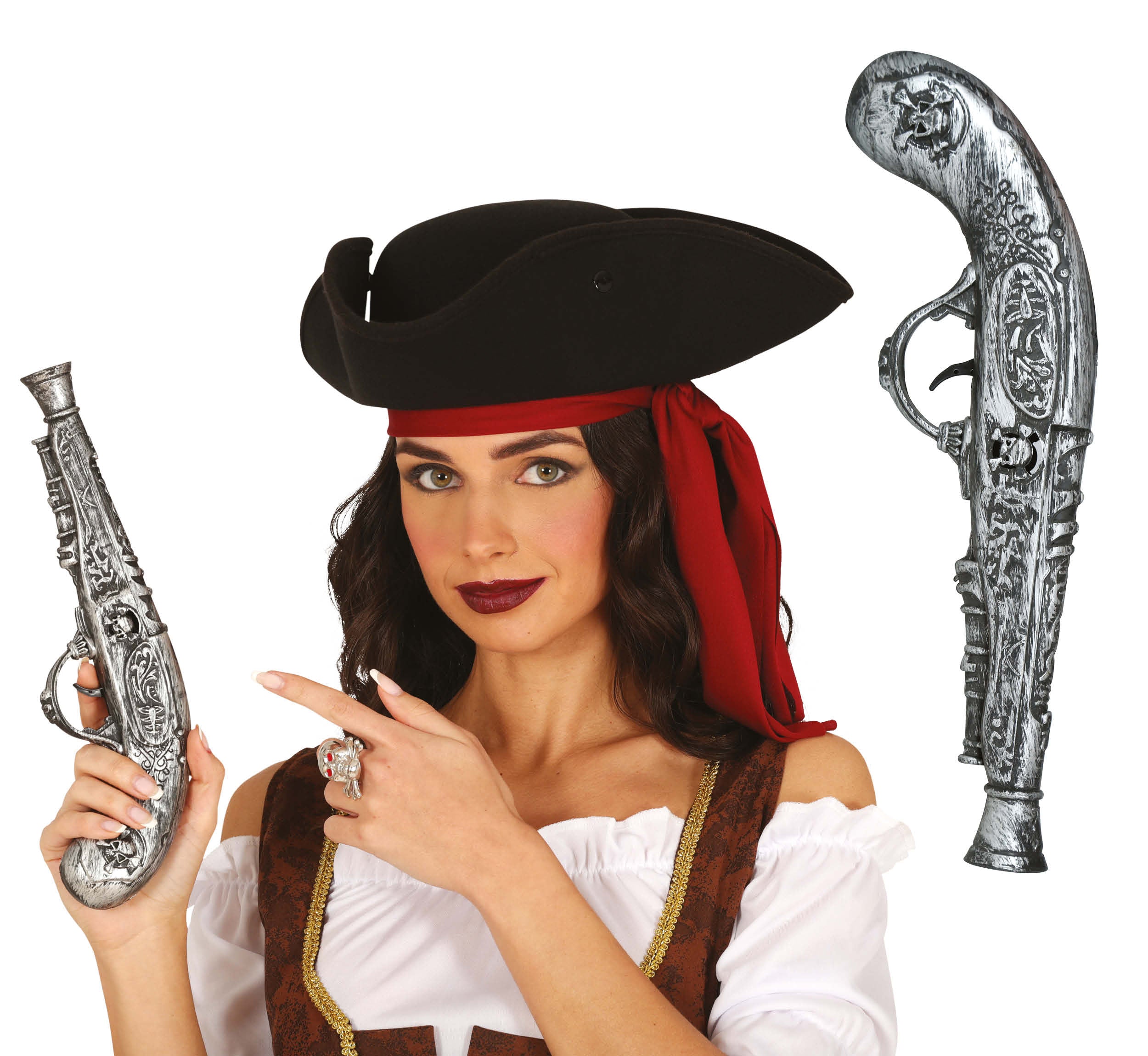 GP16583 – Piraten Abenteuer Pistole Karneval Accessoire – Farbe: Silber