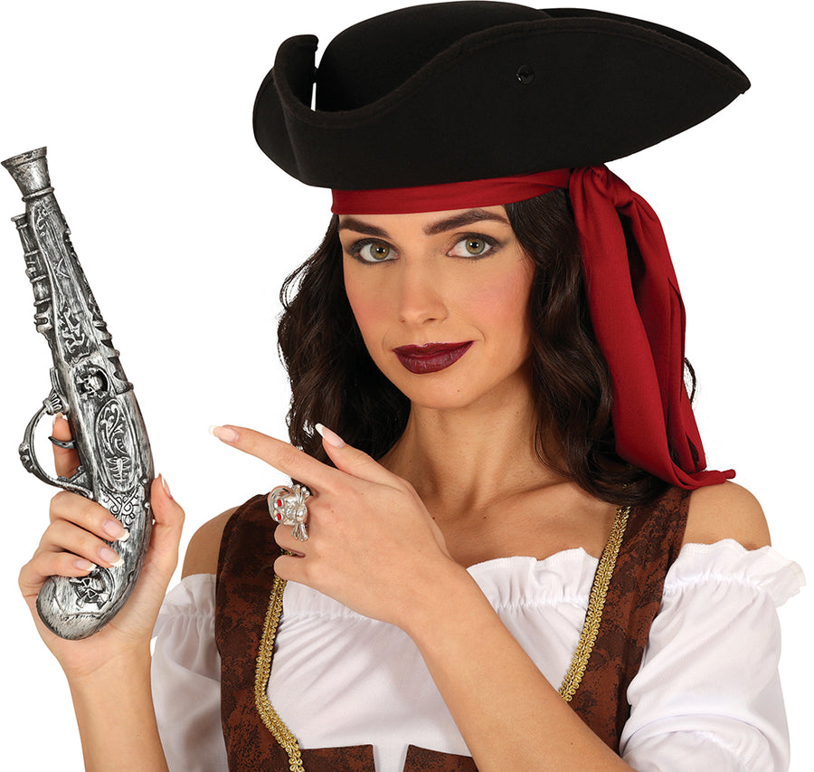 Piraten Pistole für Erwachsene 30 cm silber