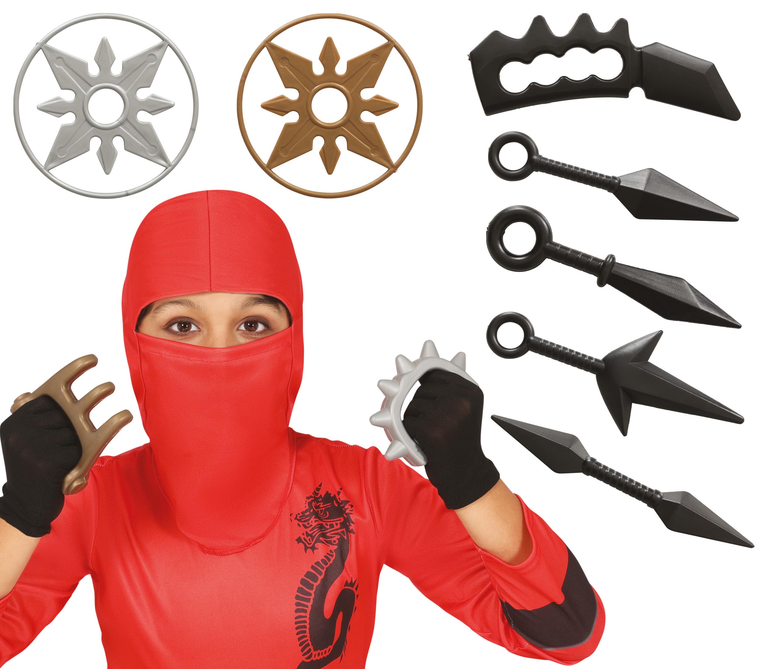 GP16648 – Ninja Ausrüstung Shuriken Kunai – Farbe: Schwarz / Silber