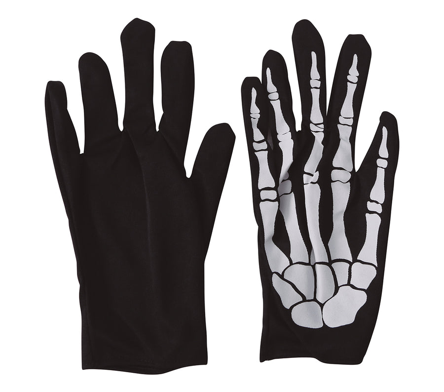 GP16667 – Skelett Hände Halloween Handschuhe – Farbe: Schwarz / Weiß, Ansicht 2