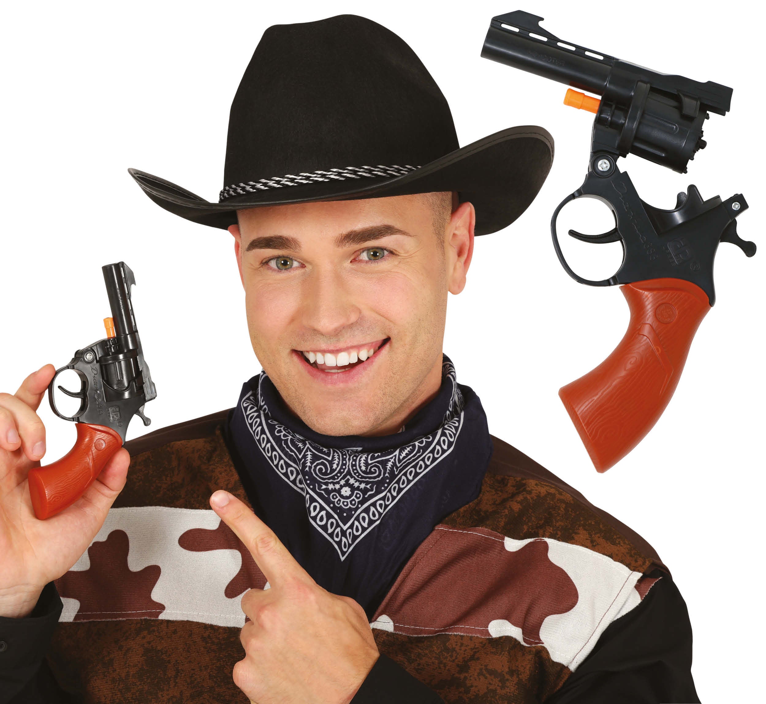 GP16671 – Polizei Karneval Revolver Western Spass – Farbe: Schwarz / Braun