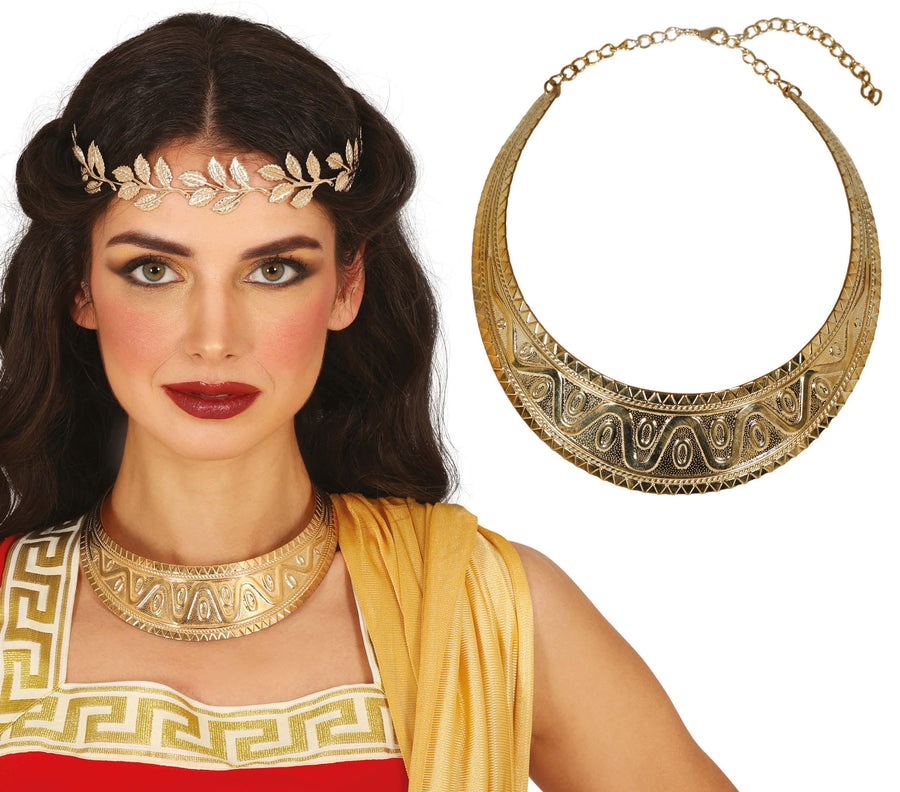GP16745 – Aegyptische Roemerin Halskette Goldener Laubkranz – Farbe: Gold, Ansicht 2