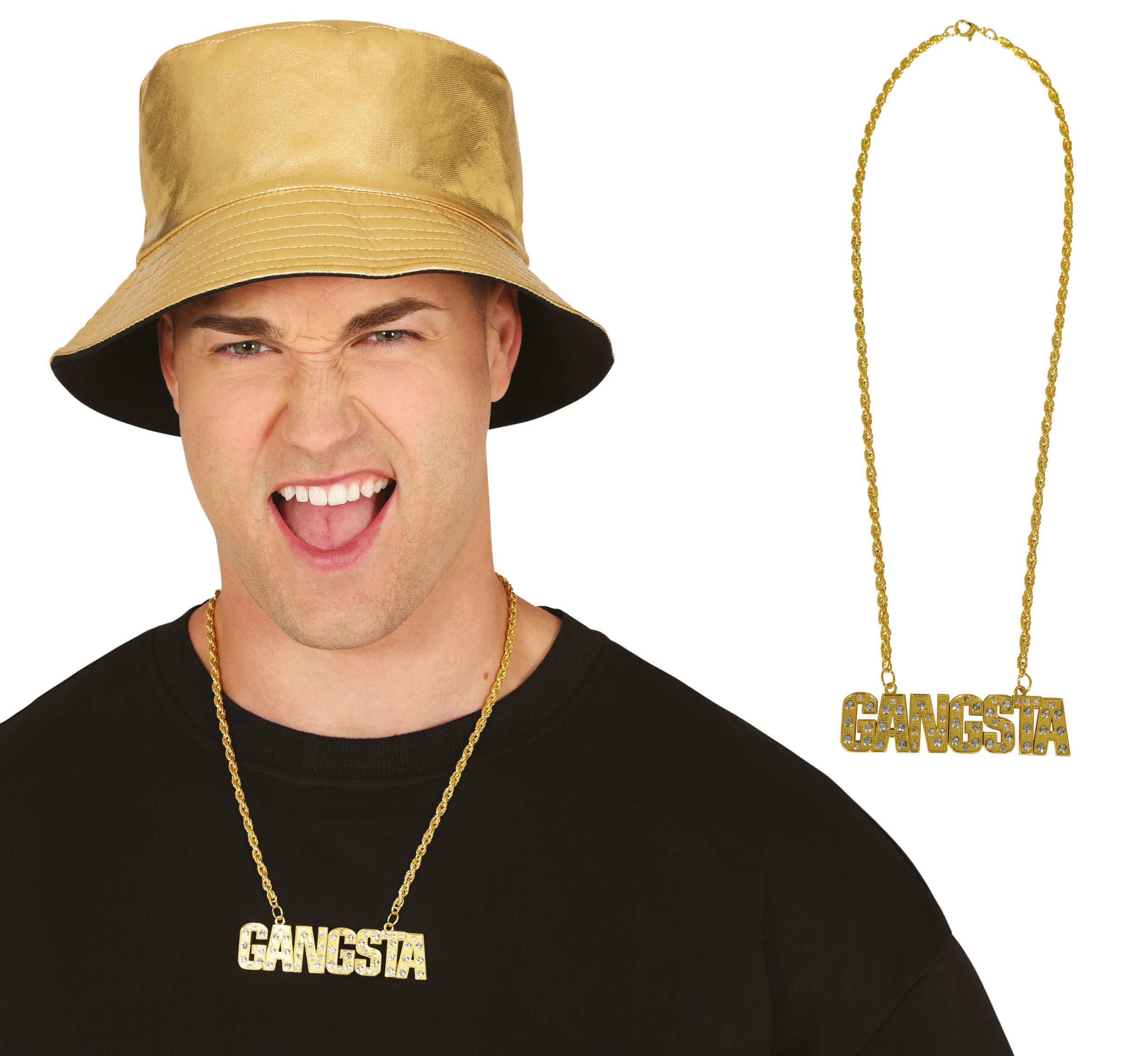 GP16797 – Gangsta 90s Schmuck HipHop Kultur – Farbe: Gold