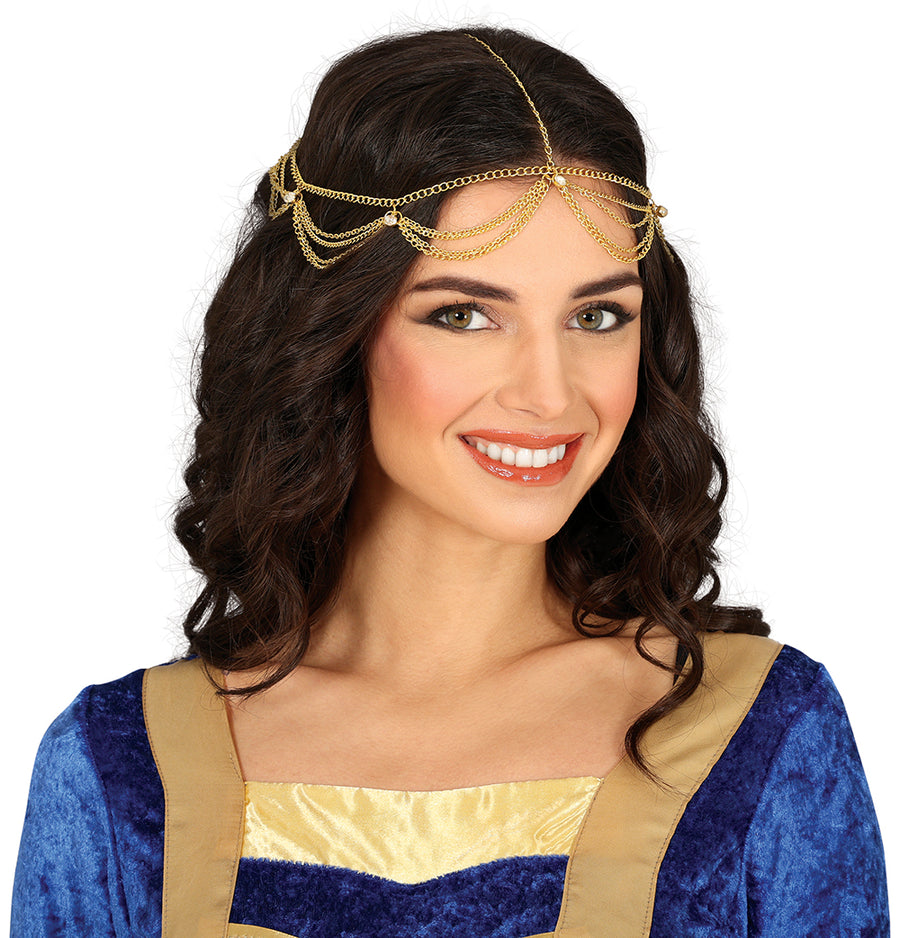 GP16818 – Prinzessin Mittelalter Kopfschmuck Karneval – Farbe: Gold, Ansicht 2