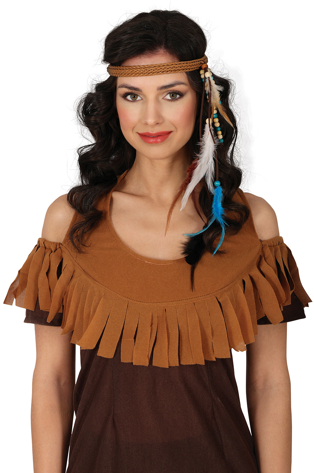 GP16854 – Indische Federn Stirnband Elegantes – Farbe: Braun