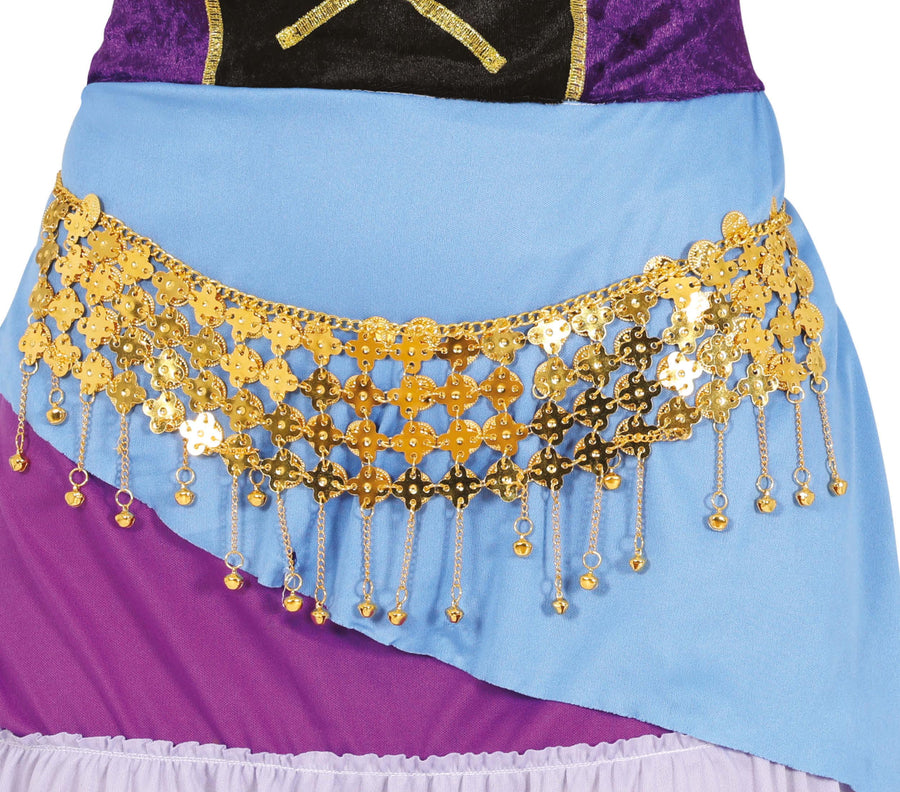 Bauchtanz Münzgürtel für Damen 105 cm gold